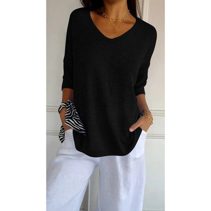 💖Limited Sale 49% OFF💖Solid Color Knitted V-neck Top