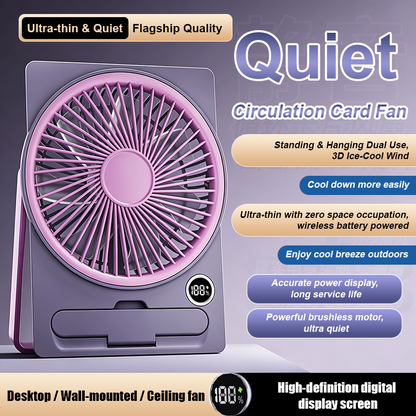 🥳2026 HOT SALE🥳💞50K+ SOLD!🍃 50% OFF!⏰Ultra Slim Card Fan💨Quiet Powerful Desktop Fan Portable for Home 🏠Office Student