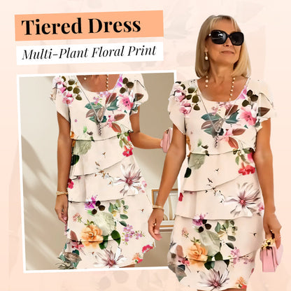 💃SUMMER HOT SALE 66% OFF🎁Multi-plant Floral Print Cascade Dress