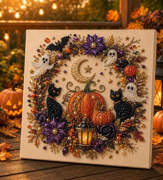 🎁💥LAST DAY SALE 50% OFF!!!!  👻✨ Halloween Pearl Art DIY Kit – Turn Tiny Pearls into Spooky-Cute Magic