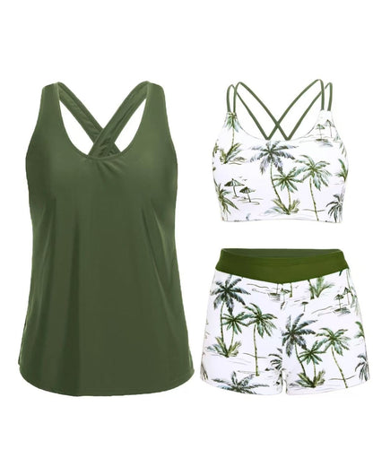 🏖️LAST DAY SALE 49% OFF 🔥Aqua Eve Three Piece Tankini with Shorts🩱