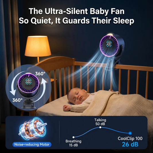 🥳2026 HOT SALE🥳LAST DAY  50% OFF!🔥All-Day Cordless Clip-On Fan with 5 Speeds & Night Light