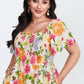 ⏰Summer Hot Sale 70% OFF💃Floral Smocked Square Neck Midi Dress with Pockets