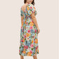 ⏰Summer Hot Sale 70% OFF💃Floral Smocked Square Neck Midi Dress with Pockets