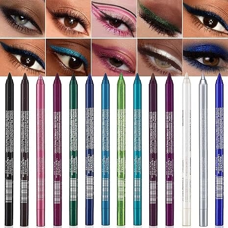 🏆Last Day Promotion 49% OFF ✨14-Pack Eyeliner Pencil Waterproof Colored Gel Liners with Metallic & Shimmer Finishes Smudge-Proof
