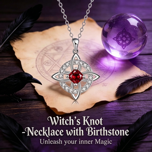 💖2026 Hot Sale 🎉Buy 1 Get 1 Free 💥Mystical Birthstone Witches Knot Necklace – Natural Crystal🔮💞Protect Your Loved Ones