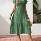 🌈2026 Summer Hot Sale 50% OFF!✨Square Neck Floral Midi Dress – Smocked Bodice, Flowy Tiered Skirt, Romantic🌸