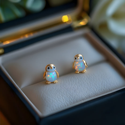 🥳2026 HOT SALE🥳💞50K+ SOLD!🐧Charming Penguin Opal Stud Earrings ✨💎50% Off