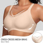 🎉🏆️Flash Sale⚡2025 New-💥🏆️Women Wireless V Neck Crossover Mesh Bras Comfortable Bralette Supportive Tshirt Bra No Underwire Seamless Push Up Everyday Bras