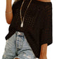 🎁2026 New Hot Sale- Womens Summer Scoop Neck Short Sleeve Sweater Casual Crochet Hollow Out Knit Tops Pullover Shirts Beach Coverup