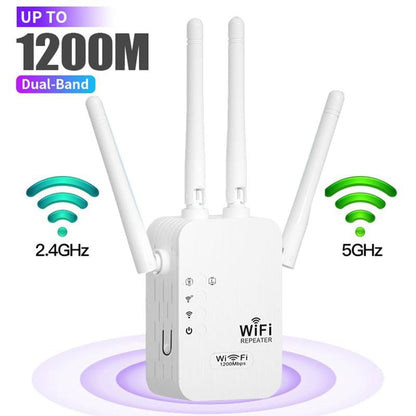 🔥2026 Hot Sale🎁1200Mbps Dual Band (5GHz/2.4GHz) WiFi Extender Covers 10,000 sq. ft & 50 Devices