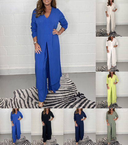 💃Spring Sale ⏳Two Piece Casual Long Top and Casual Trousers😍