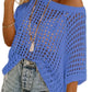 🎁2026 New Hot Sale- Womens Summer Scoop Neck Short Sleeve Sweater Casual Crochet Hollow Out Knit Tops Pullover Shirts Beach Coverup