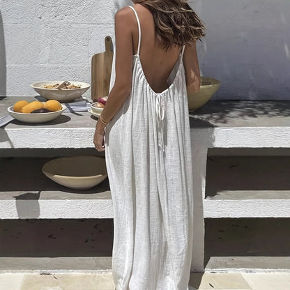 🧡Summer Hot Sale 50% OFF!!⚡Chic Backless Spaghetti Strap Dress for Women 🌴🤍 | Soft Fabric Multiple Sizes & Colors