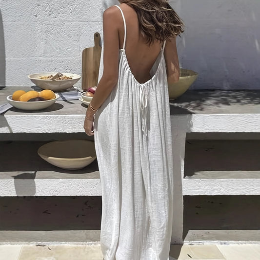 🧡Summer Hot Sale 50% OFF!!⚡Chic Backless Spaghetti Strap Dress for Women 🌴🤍 | Soft Fabric Multiple Sizes & Colors