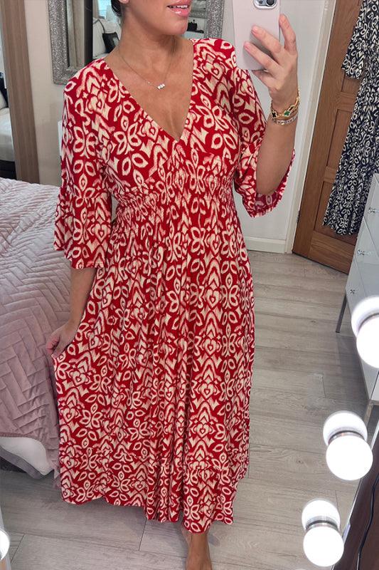 🔥Hot Sale🔥Casual print V-neck long dress