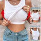 💓Summer Special Price ￡8.99!!🏖️Ribbed Stretchy Tank Top with Shelf Bra
