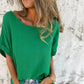 Solid Color Round Neck Short Sleeve Top