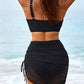 👙LAST DAY SALE 50% OFF🌊Women’s High Waisted Tummy Control Mesh Sarong Wraps Bathing Suit Bikini Set