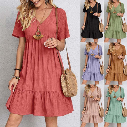 💝Hot Sale 62% Off🎁Retro V-neck Loose Casual Dress💖Buy 2 Free Shipping