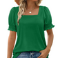 ⏳ Limited time 50% off! ✨Women's Casual Square Neck Smocked Sleeve T-Shirt（The more you buy, the higher the discount）