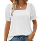 ⏳ Limited time 50% off! ✨Women's Casual Square Neck Smocked Sleeve T-Shirt（The more you buy, the higher the discount）