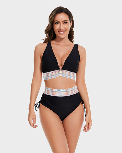 🩱Hot Sale 60% OFF👙2025 High Waisted Tummy Control Color Block Bikini Sets
