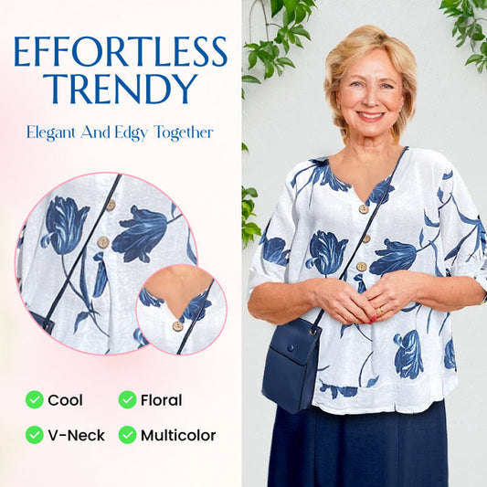 🏆Flash Sale⚡ 50K+ SOLD! Almost Gone-💥🌞Summer New⭐Women's Linen V-Neck Loose Top