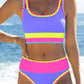 👙Last Day Sale 50% OFF🌈💃Color Block Patchwork Sporty 3-Piece Bikini Set - High Waisted & Tummy Control Swimsuit👙