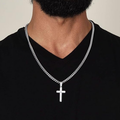 🕊️✝️BUY 1 GET 1 FREE🔥-Men's Stainless Steel Cross Pendant Necklace – Classic Symbol, Strong & Lasting