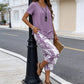 💥Last Day Special Price👗Women's 2-Piece Set – Layered Asymmetrical Tunic Top & Printed Wide Leg Pants, Breathable Polyester✨