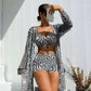 📢📢40% OFF !! ⏰Women's 3-Piece Geometric Print Swimwear Set