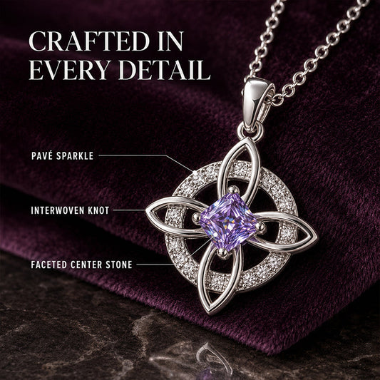 🎁💥LAST DAY SALE 50% OFF!!🔮Mystical Birthstone Witches Knot Necklace – Natural Crystal💞Protect Your Loved Ones