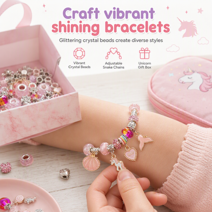 🏆 Last Day Special Price £9.99💖📿Kids DIY Charm Bracelet Making Kit for Girls💎